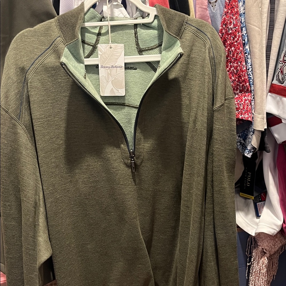 Tommy Bahama Olive Quarter-Zip Pullover